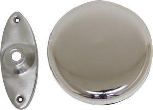 Afbeeldingen van Asfra deurbel, mechanisch, ronde schaal, 90 mm, vernikkeld, 670/9-D, korte stift