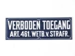 Afbeeldingen van Bord blik verb.toegang art.461 # 12x35cm