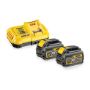 Afbeeldingen van DeWALT 54v xr flexvolt accu starterspakket met 2x 6,0ah accu's en snellader DCB118T2