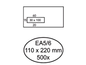 Afbeeldingen van Hermes envelop venster zk 110x220 wit 80gram 500stuks venster li3x10, ea56he80v15s 