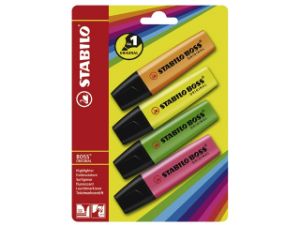 Afbeeldingen van Stabilo markeerstift boss, verpakking 4 stuks, b-14888, assortiment