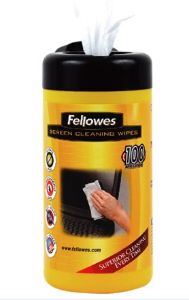 Afbeeldingen van Fellowes schermreinigingsdoekjes, verpakking 100 stuks, 9970311, dispenser