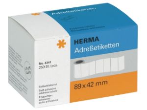 Afbeeldingen van Herma etiket, verpakking 250 stuks, 89 x 42 mm, adres, 4341, wit