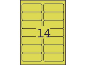 Afbeeldingen van Avery etiket, 99.1 x 38.1 mm, verpakking 1400 stuks, l7263y-100, neon geel