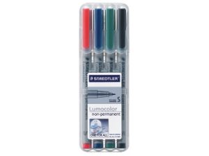 Afbeeldingen van Staedtler viltstift ohp lumocolor, verpakking 4 stuks, superfijn, non permanent, assorti, 311 wp4