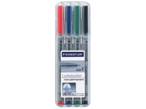 Afbeeldingen van Staedtler viltstift ohp lumocolor, verpakking 4 stuks, fijn non permanent, assorti, 316 wp4