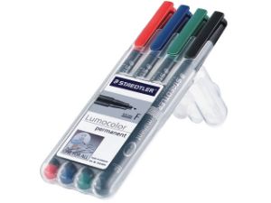 Afbeeldingen van Staedtler viltstift ohp lumocolor, verpakking 4 stuks, fijn, assorti, 318 wp4