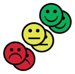 Afbeeldingen van Magneet smiley 50mm set (6), 2x rood, 2x geel, 2x groen