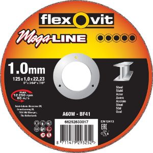 Afbeeldingen van Flexovit Doorslijpschijf Vlak Mega-Line Staal A60W T41/80 125 x 1.0 mm, asgat 22 mm