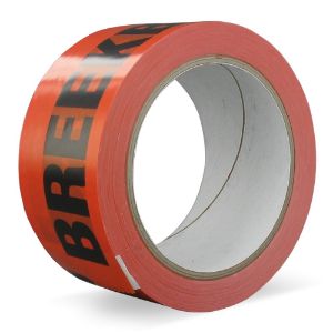 Afbeeldingen van TechnoTape Bedrukte verpakkingstape PVC Solvent Fluor Oranje 50mm x 66m