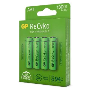 Afbeeldingen van GP Batterij NiMH ReCyko+ 1300mah R06 AA (4)