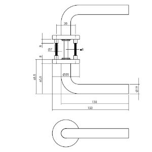 Afbeeldingen van INTERSTEEL Deurkruk Recht op rozet EN1906/4 rvs geborsteld 1316 L-Model