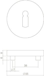 Afbeeldingen van INTERSTEEL Rozet rond 55 mm met sleutelgat rvs geborsteld 3522