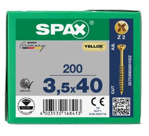 Afbeeldingen van SPAX Glaslatschroef verzinkt, geel gebichromatiseerd, 3.5 x 40 mm