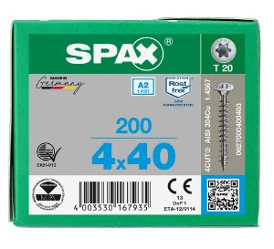 Afbeeldingen van SPAX Spaanplaatschroef, bolverzonken kop, t20, rvs a2, 4.0 x 40 mm