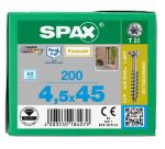 Afbeeldingen van SPAX Spaanplaatschroef, 4.5 x 45 mm, t20, platkop, boorpunt, rvs a2