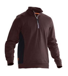 Afbeeldingen van Jobman Sweatshirt 5401 - Halfzip bruin/zwart