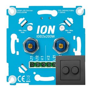 Afbeeldingen van ION LED dimmer duo 2 x 200W met frontplaat