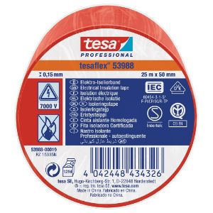 Afbeeldingen van tesa® PVC elektrische isolatietape 53988 ROod 50mm x 25 meter