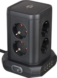 Afbeeldingen van Brennenstuhl socket tower stekkerdoos 8-voudig met 4x USB aansluiting