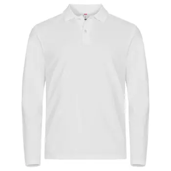 Clique polo lange mouw stretch wit XS