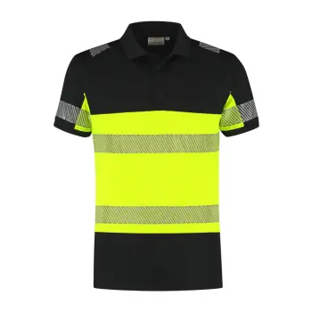 Santino polo Heda zwart/fluor geel 5XL