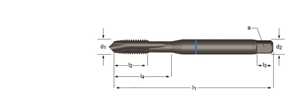 Afbeelding Dormer shark m machinetap, hss-e-pm, doorlopende gaten, m3-m30, blauwring E240
