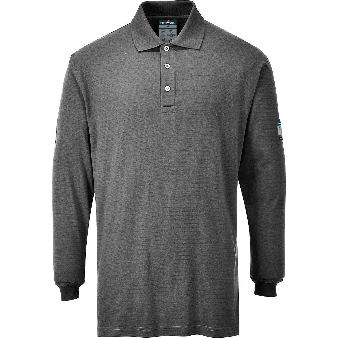 PortWest polo lange mouw FR10 grijs S