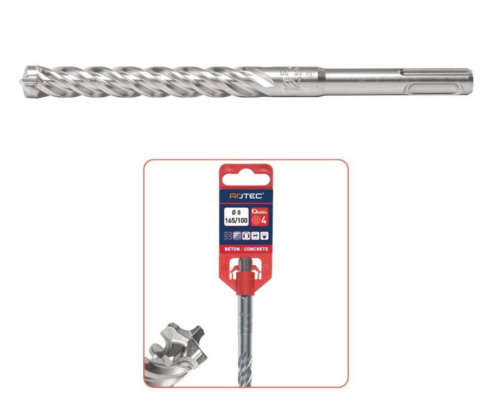 Hamerboor, SDS-plus, QUATTRO-X, in clip