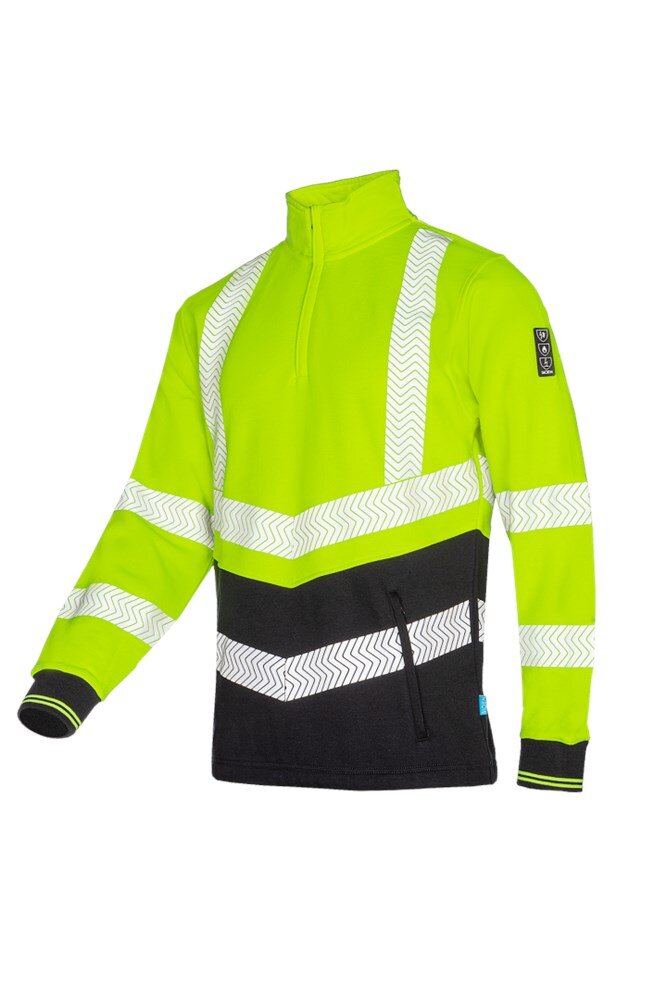 Sioen sweater Corran fluor geel/marine 3XL