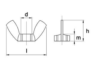 Vleugelmoer rvs a2 m3