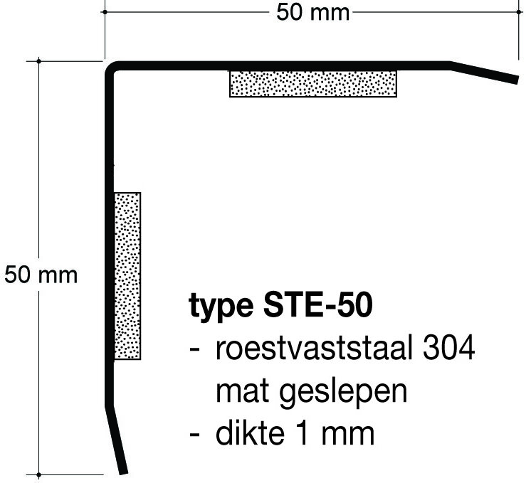 Hoekbeschermer type STE-50 RVS 304 50x50x1mm