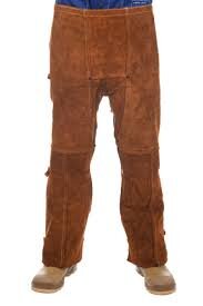Weldsafe lederen lasbroek bruin   M