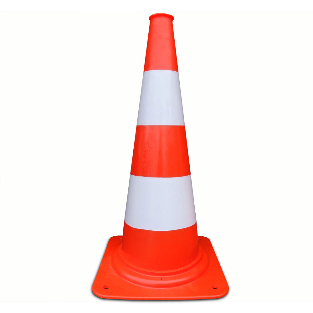 Verkeerspilon oranje-wit 4.0kg 75cm