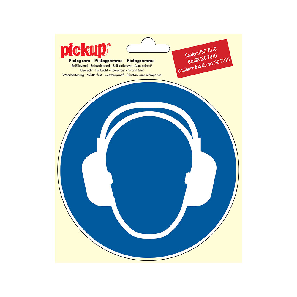 Sticker oorbescherming dragen 15cm