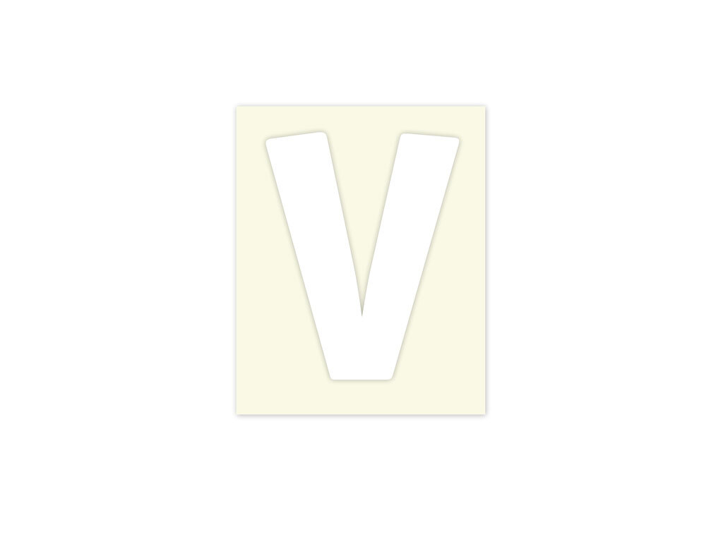 Pickup letter v wit            40mm
