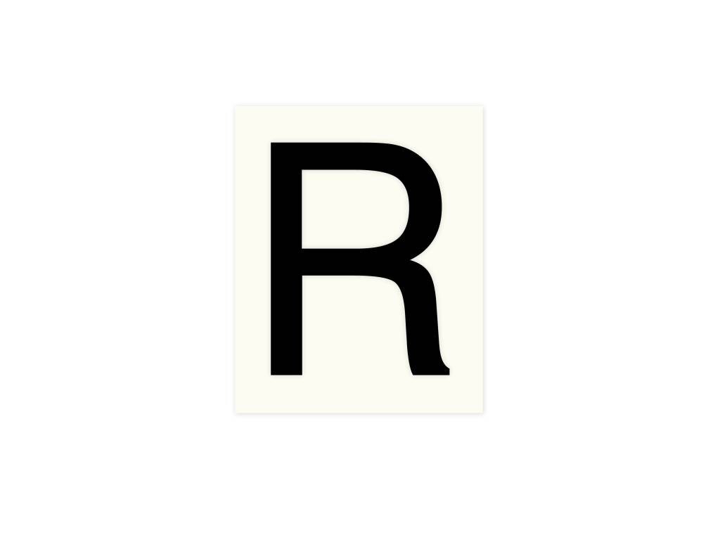 Pickup letter r zwart          80mm