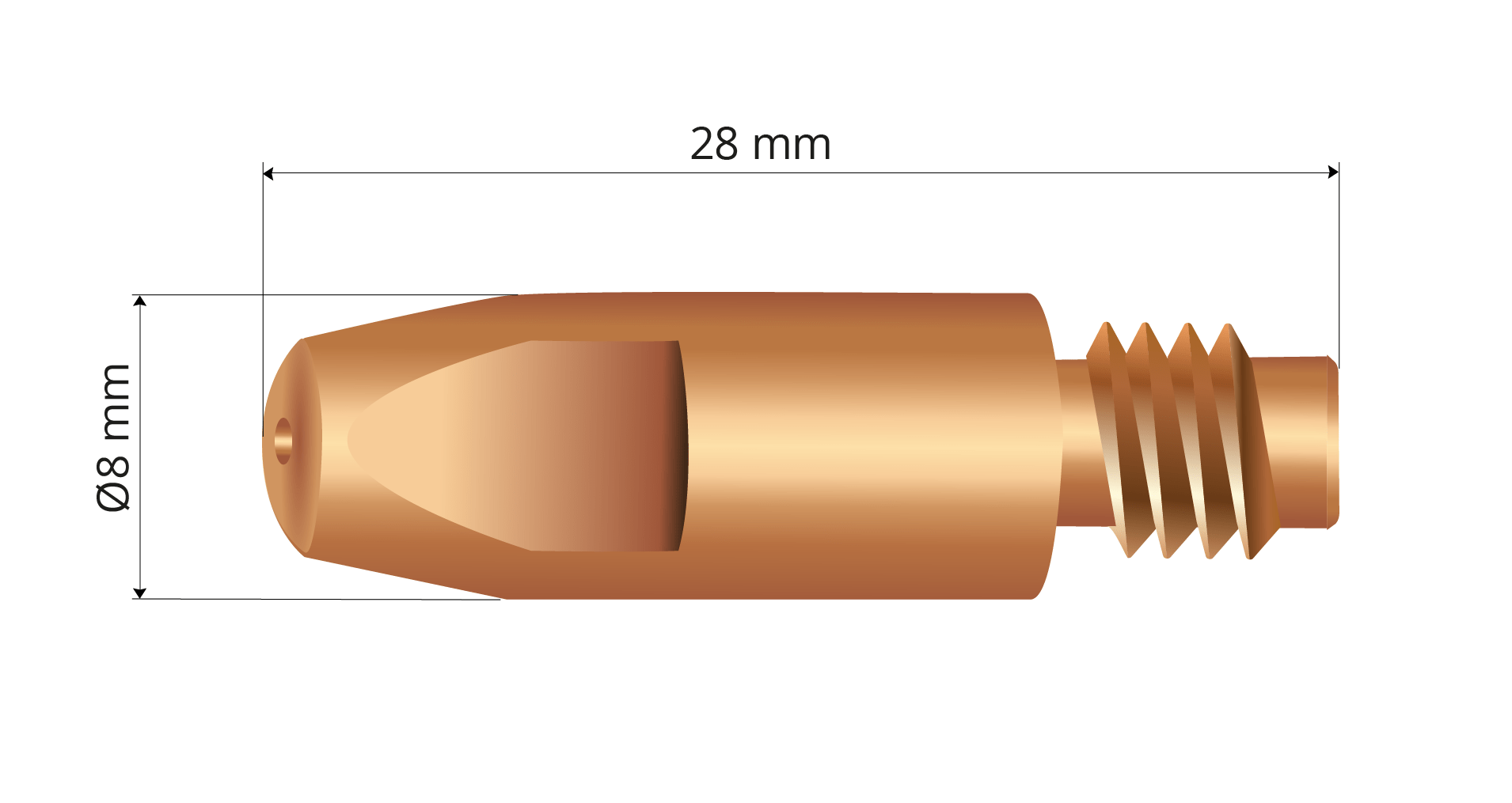 Contacttip M6x28 - 1,0mm
