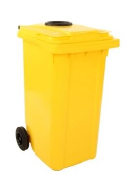 Mini-container 240 ltr geel met flessenrozet
