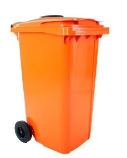 Minicontainer 240 ltr oranje met flessenrozet