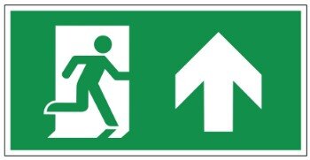 Bord nooduitgang pijl naar boven 200x100mm