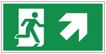 Bord nooduitgang pijl rechtsboven 200x100mm