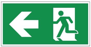 Bord nooduitgang pijl naar links 200x100mm