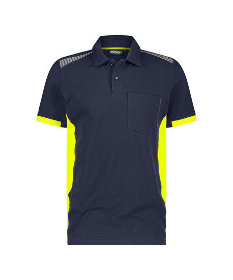 Dassy polo Veracruz nachtblauw/fluor geel S
