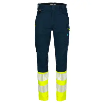 Synq service broek Qlear m.blauw/fl. geel R58