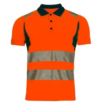 Synq polo Obvias fluor oranje/marineblauw XS