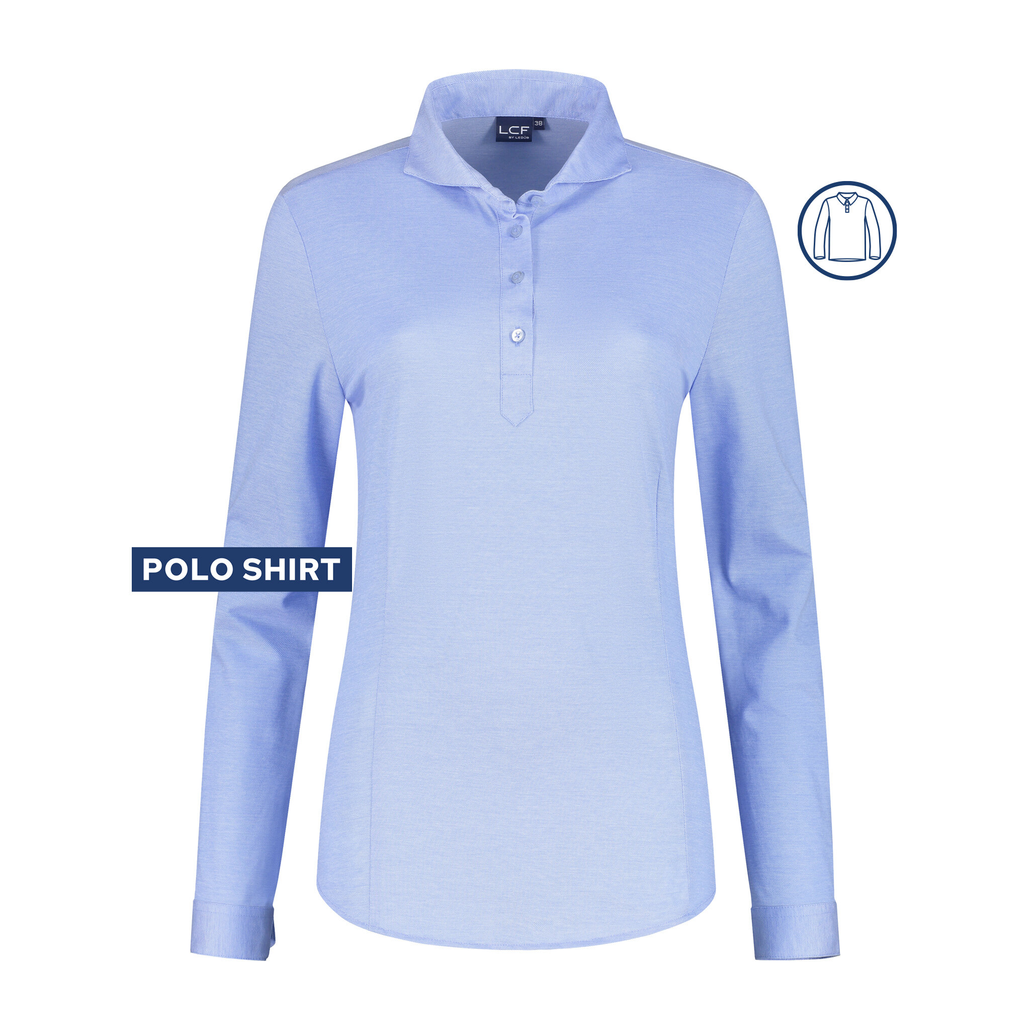 Ledûb dames polo shirt Tirza middenblauw 44