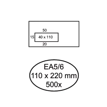 Envelop Quantore 110x220mm venster 4x11cm