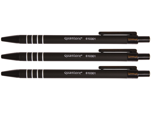Balpen Quantore rubbergrip drukknop zwart