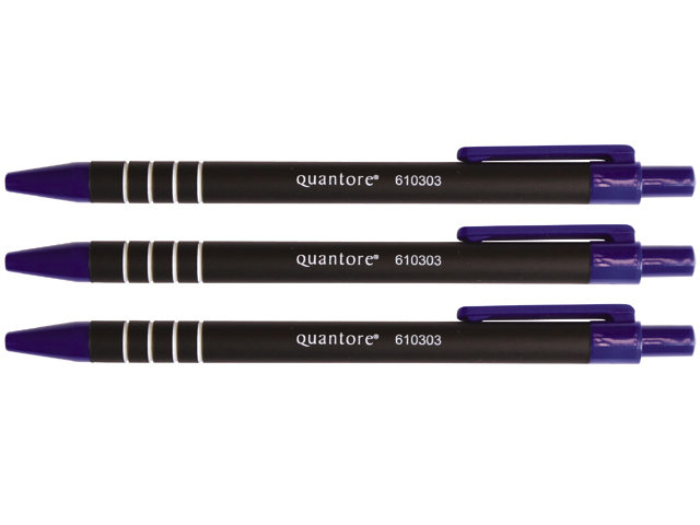 Balpen Quantore rubbergrip drukknop blauw